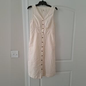 Pact Cream Button-Down Midi Dress